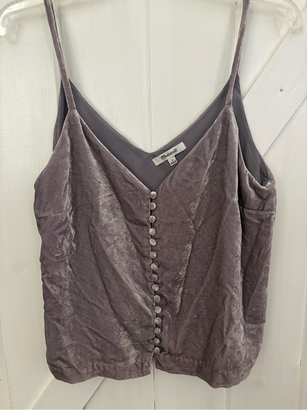 Madewell Velvet Button-Front Cami — Dusty Mauve - Size 6